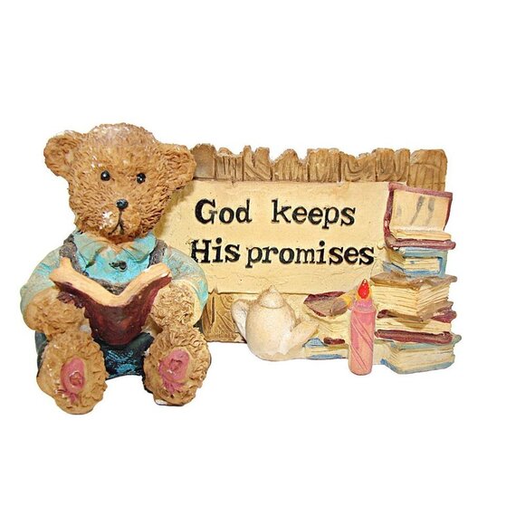 Dolgencorp Teddy Bear God Keeps His Promises Figurine Religious Nursery Decor - Picture 1 of 12